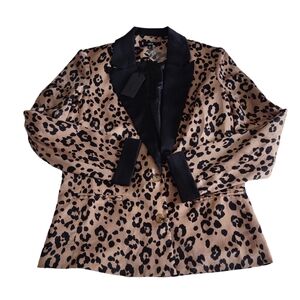 NWT Lucca Small Satin Leopard Print Blazer Jacket